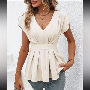 Luxe batwing sleeve fold pleated blouse